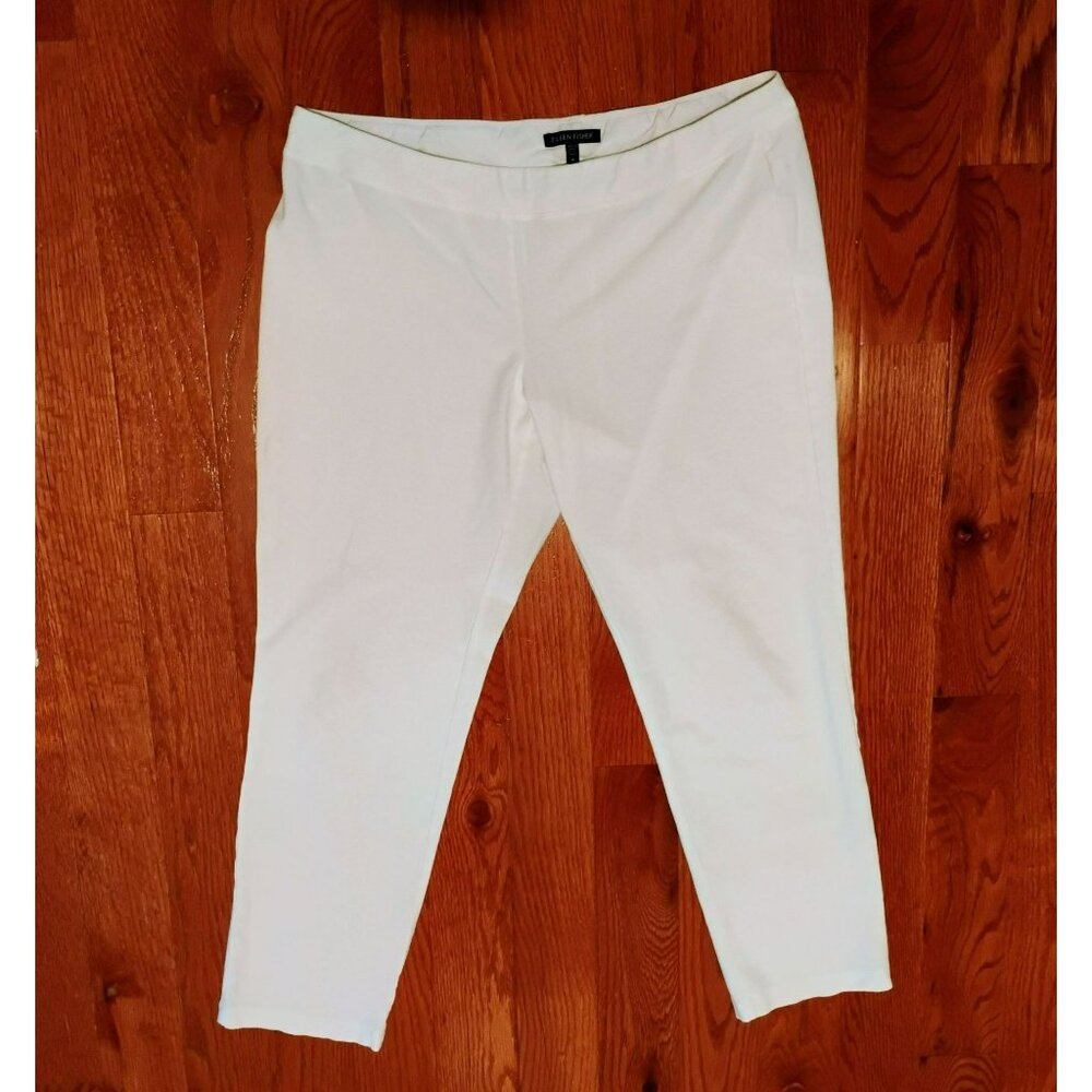 Eileen Fisher Womens White Stretch Pants Size M Pull-On Trousers